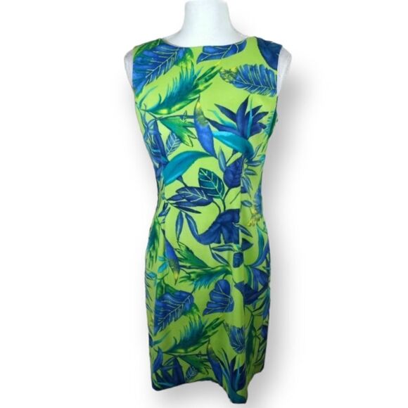 JOHN ROBERTS GREEN & BLUE FLORAL DRESS SZ.6P EUC - Picture 1 of 4